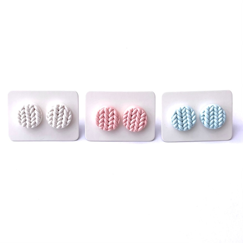 COPY - Handmade Polymer Clay Earrings Knit Studs